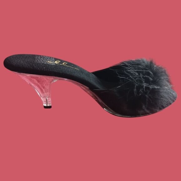 Ellie Black shoes 305 Sasha Dress Sandal Faux Fur size 10 - Picture 7 of 9